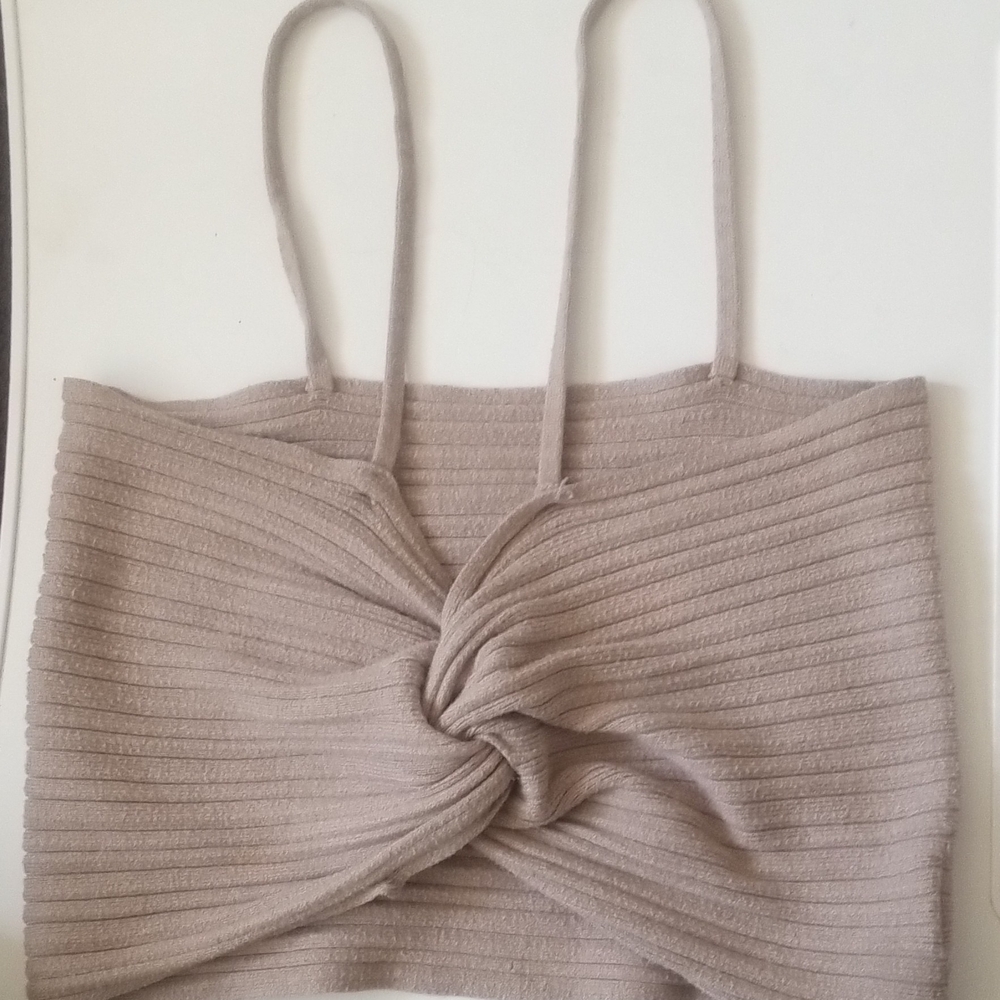 SHEIN Taupe Ribbed Crop Top